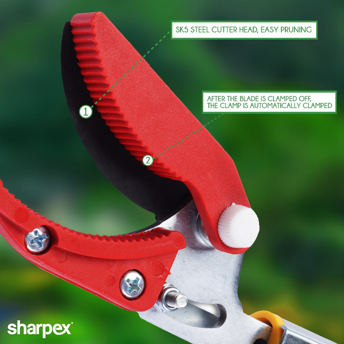 Sharpex Heavy Duty 4.4 Feet Long Reach Pruner Aluminum Telescopic Cut and Hold Pruner For Tree Branch Cutter & Trimming, Cutting Leaves, Fruit Picker | Cut Up to 2 Inch & Hold Easy Garden Pruning Tool