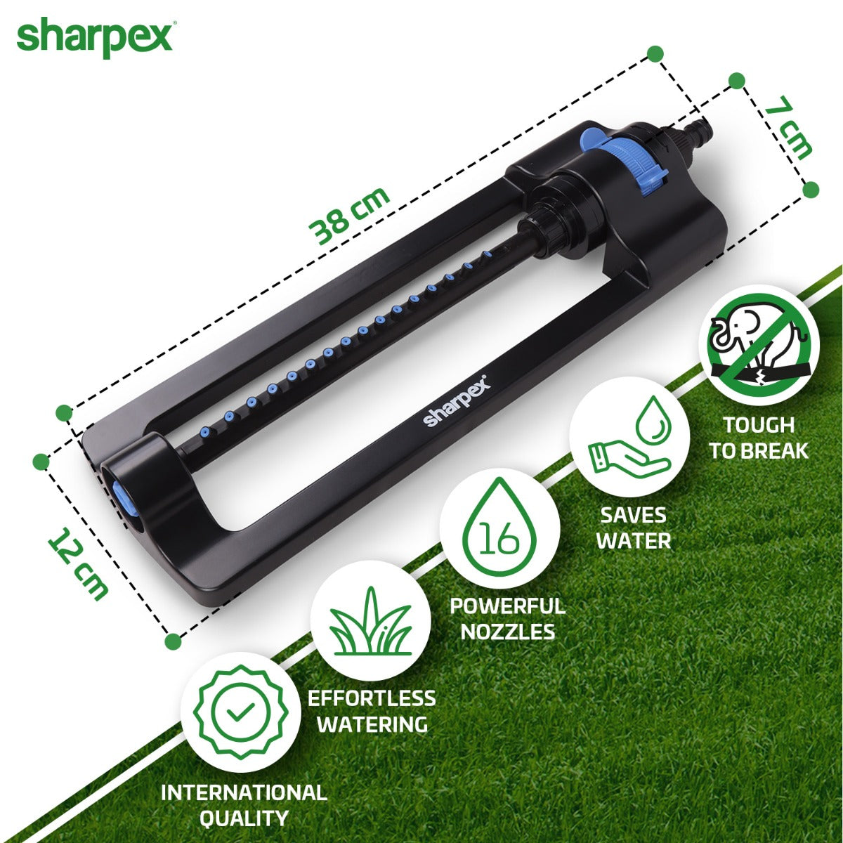 Heavy Duty Turbo Oscillating Sprinkler for Garden Watering