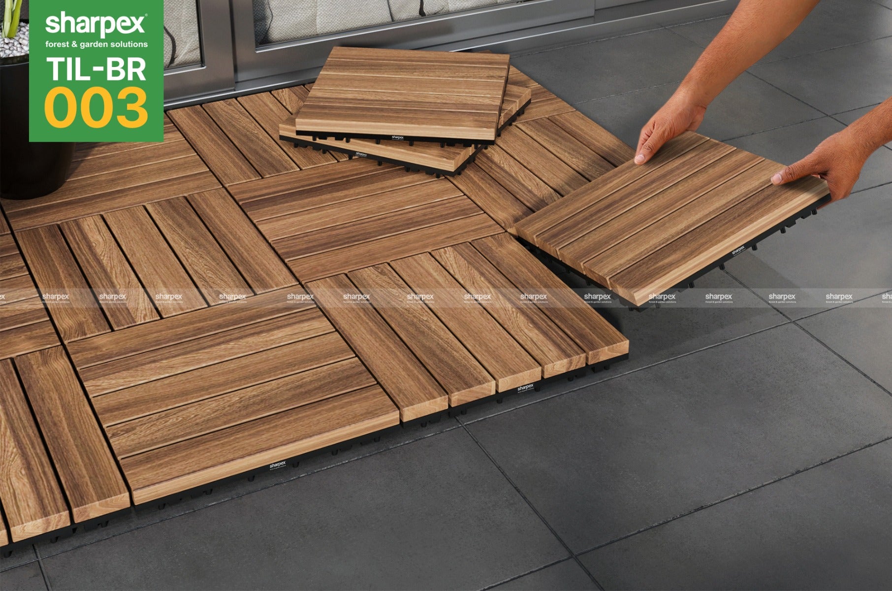 Teak Wood Deck Tiles - Brown (TIL-BR-003)