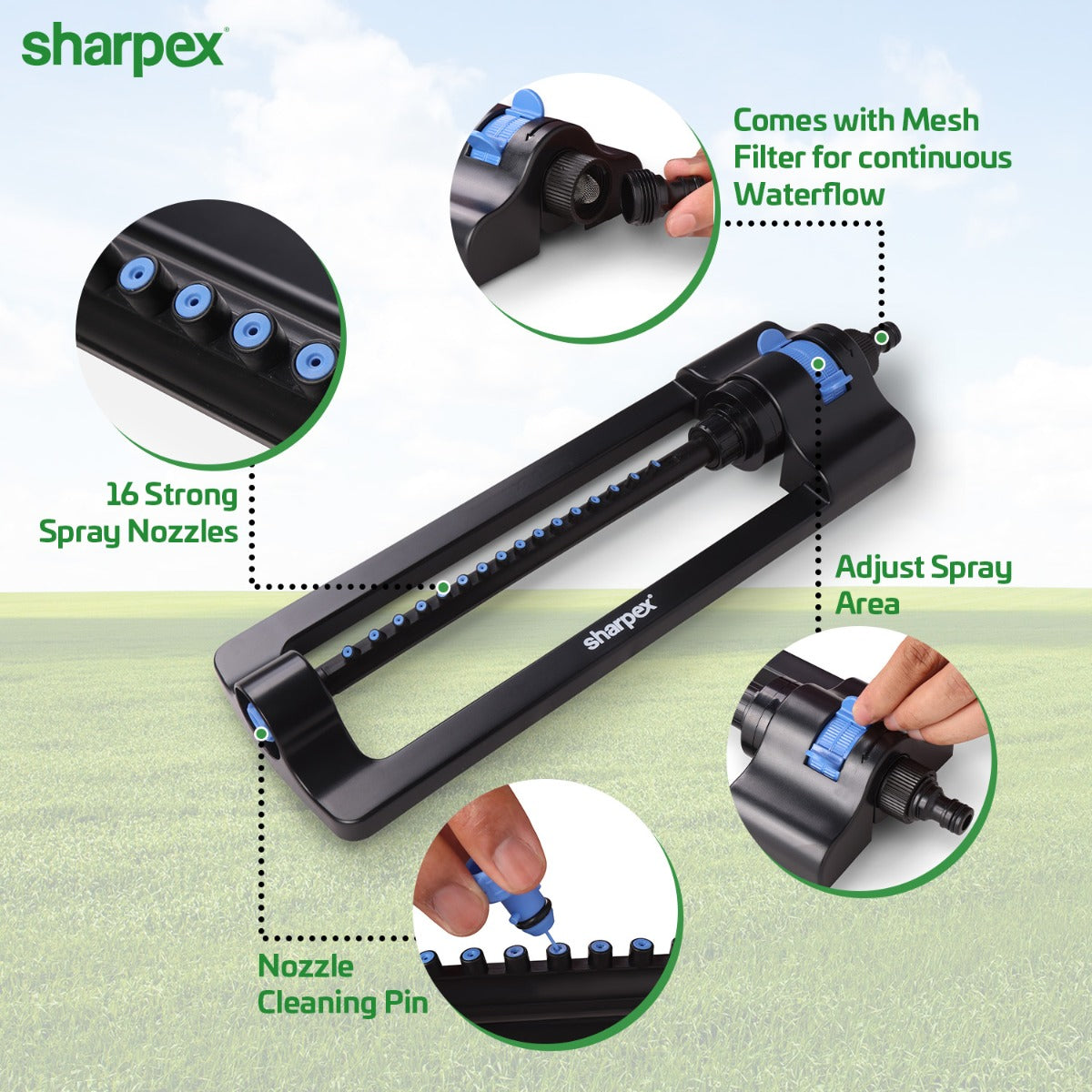 Heavy Duty Turbo Oscillating Sprinkler for Garden Watering