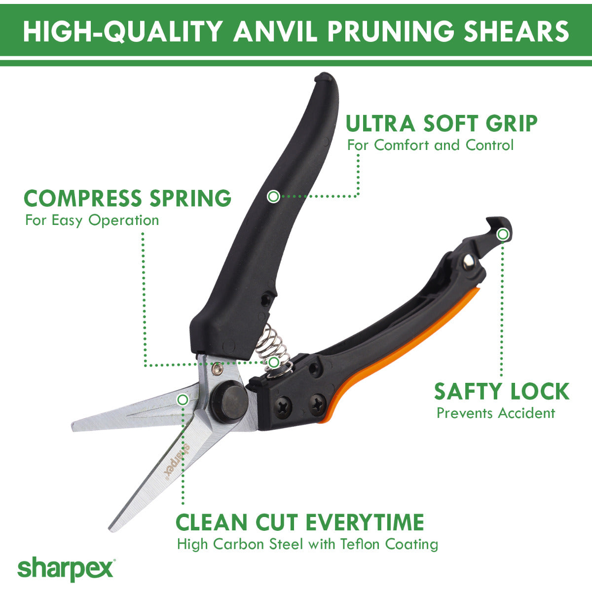Heavy-Duty Professional Pruning Shears with Nylon Handle