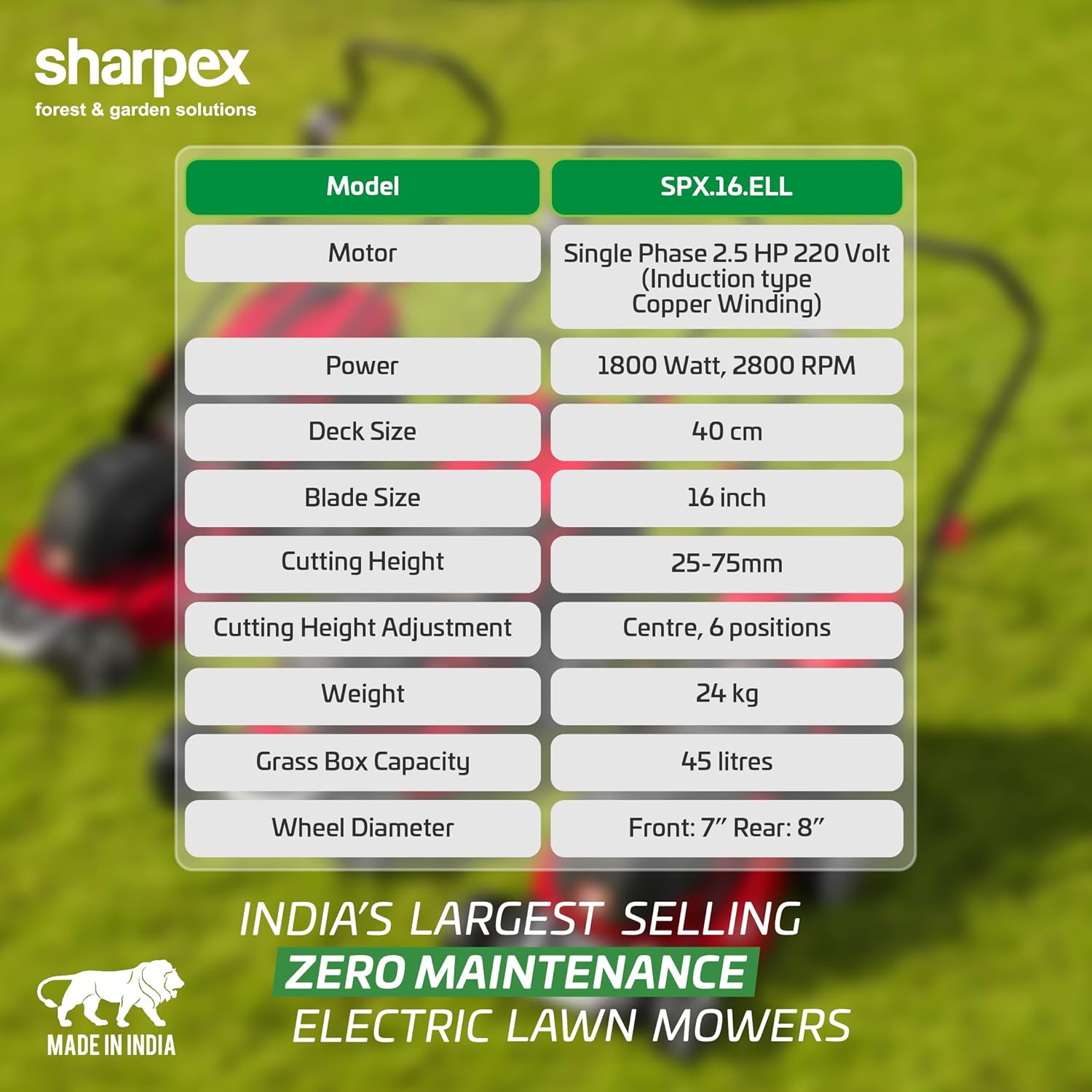 16" Electric Lawn Mower (SPX.16.ELL)