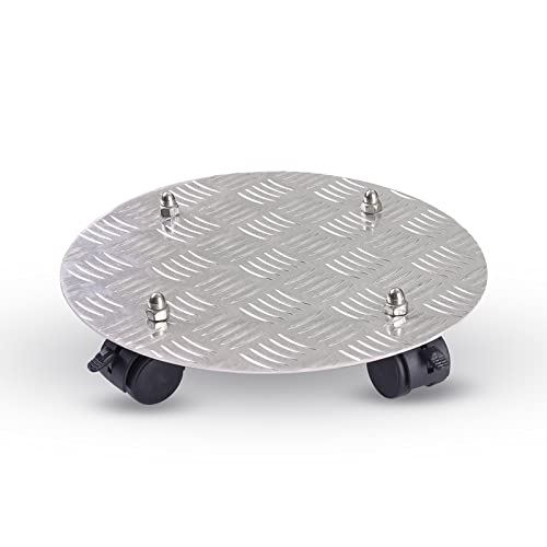 Sharpex Metal Caddy Iron Trolley on Round Rack Rustproof Sturdy Potted Indoor Outdoor Plant Stand/Trolley Casters with Rolling Wheels for Garden and Home (30 x 30 cm) – Silver