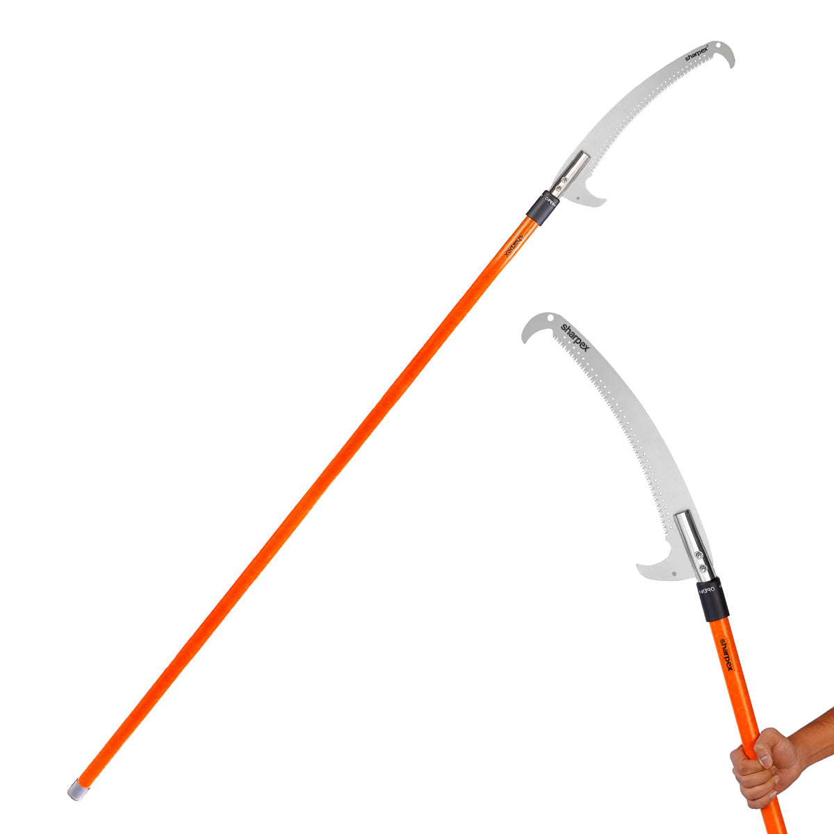 Sharpex 10 FT Pole Saw for Tree Trimming | 6 to 10 feet Long Extension Telescopic Manual Pruning Saw, Tree Branch Cutter For Long Trees, Yard Garden Patios | 43 cm Long Sharp Curved Steel Blade