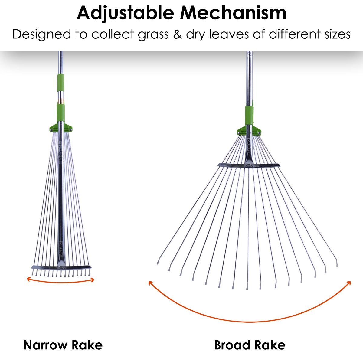 Adjustable Rake - Telescopic Handle - Pack of 2 (Green)