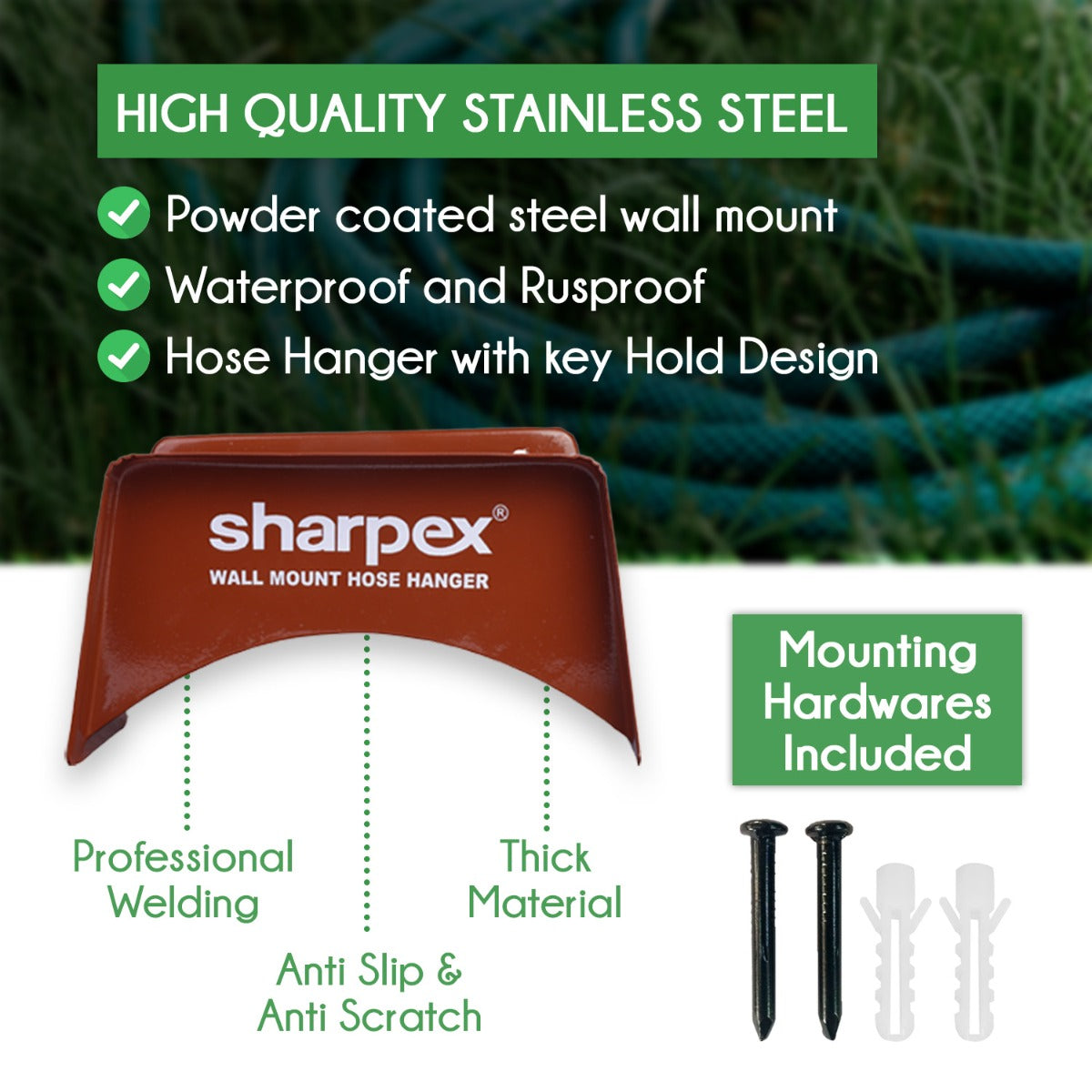 Heavy Duty Steel Portable Irrigation Watering Hose Holder Only (Dark Brown)