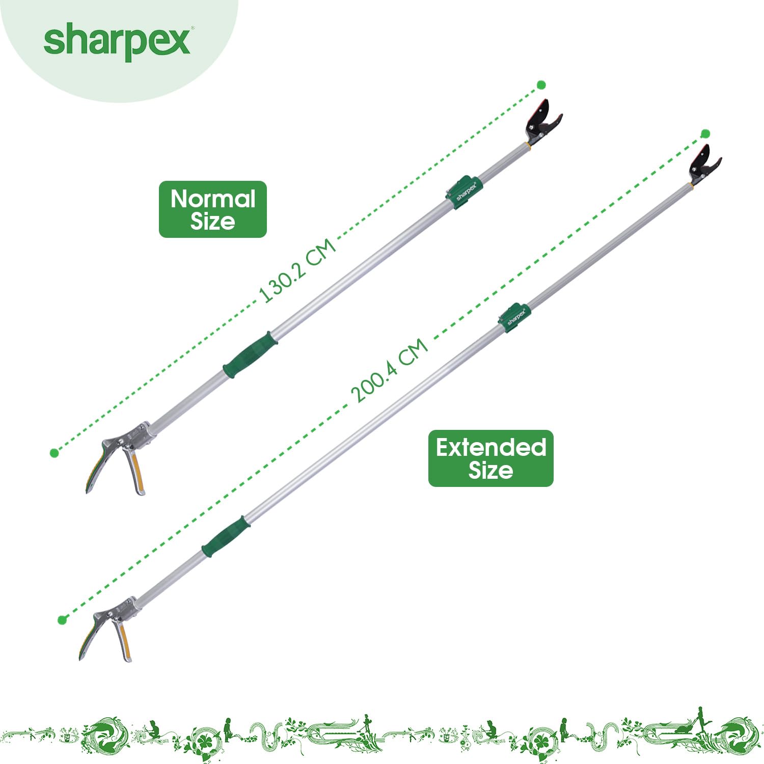 Sharpex 6 Feet Long Reach Pruner Aluminum Telescopic Cut and Hold Pruner Heavy Duty For Tree Branch Cutter & Trimming, Cutting Leaves, Fruit Picker I Cut Up to 1 Inch