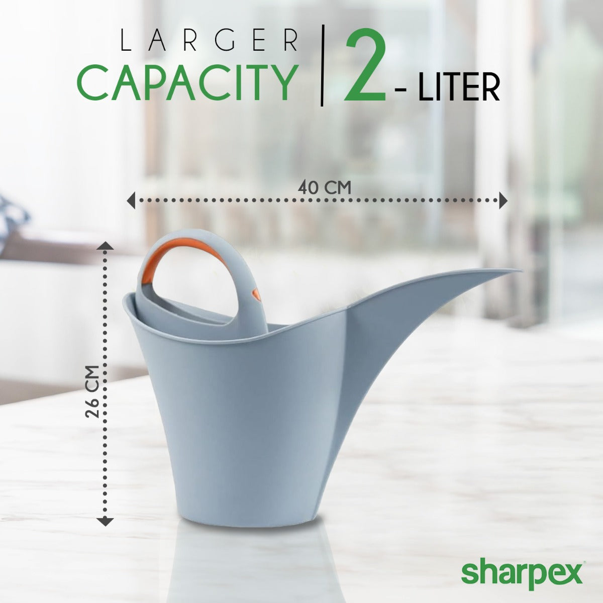 Modern & Decorative Long Tip Watering Can (2L) for Home Gardening | Grey