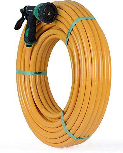 Sharpex Combo Of 8 Mode High Pressure Water Gun Nozzle Spray And 10 MT Yellow Hose Pipe For Garden Hose, Lawn, Car Washing, Bike Washer, Pets cleaning Sprinkler Water Gun - Heavy Duty 8 Mode Sprayer Nozzle For Pipe (Black and Green) (CO-HOSE-001)