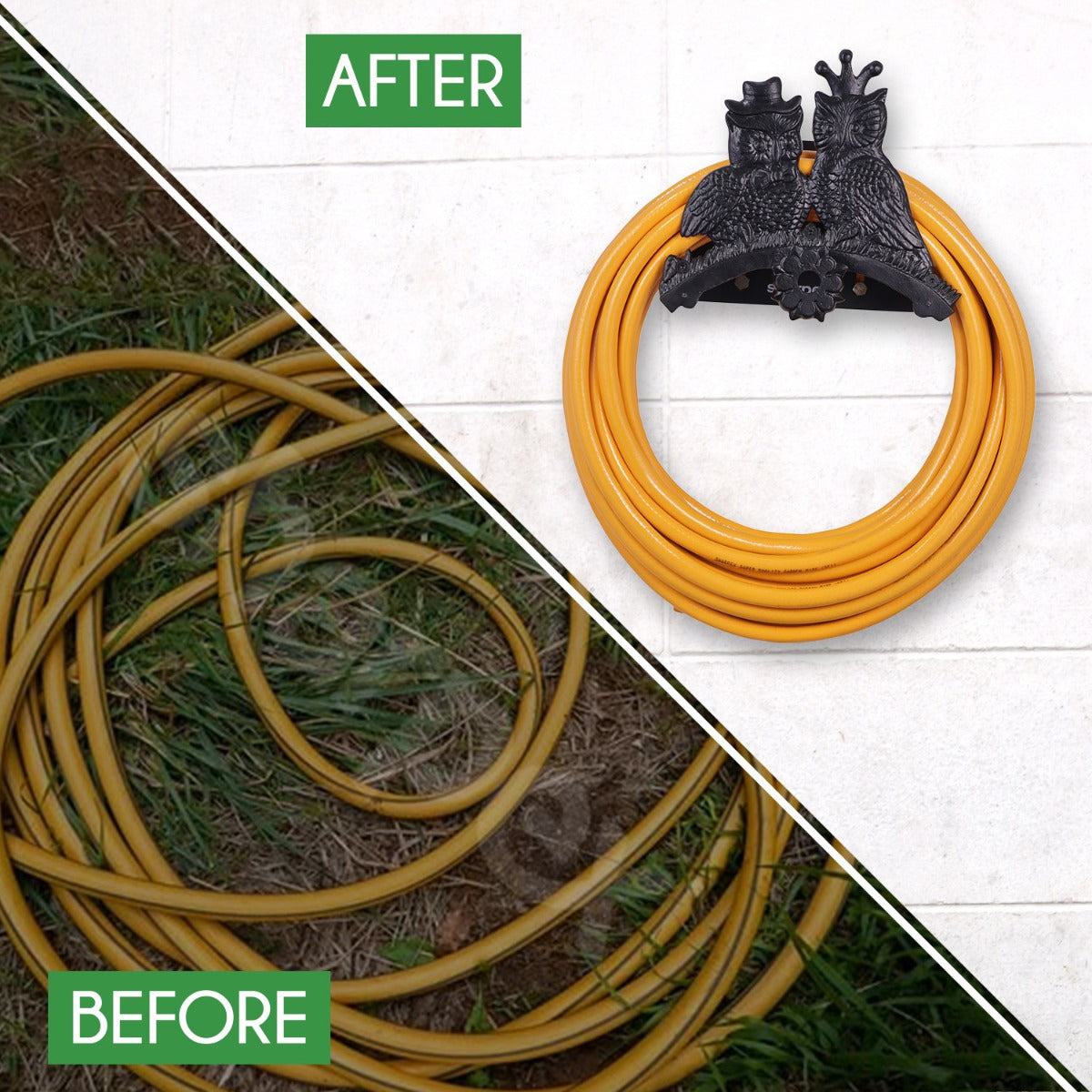 Sharpex DIY Hose Hanger for Garden Pipe | Decorative Wall Mounted Garden Pipe Holder for Hotel, Backyard, Garden, and Indoor - Outdoor | Heavy Duty Metal Portable Hose Pipe Holder Only (HOS-BL-026)