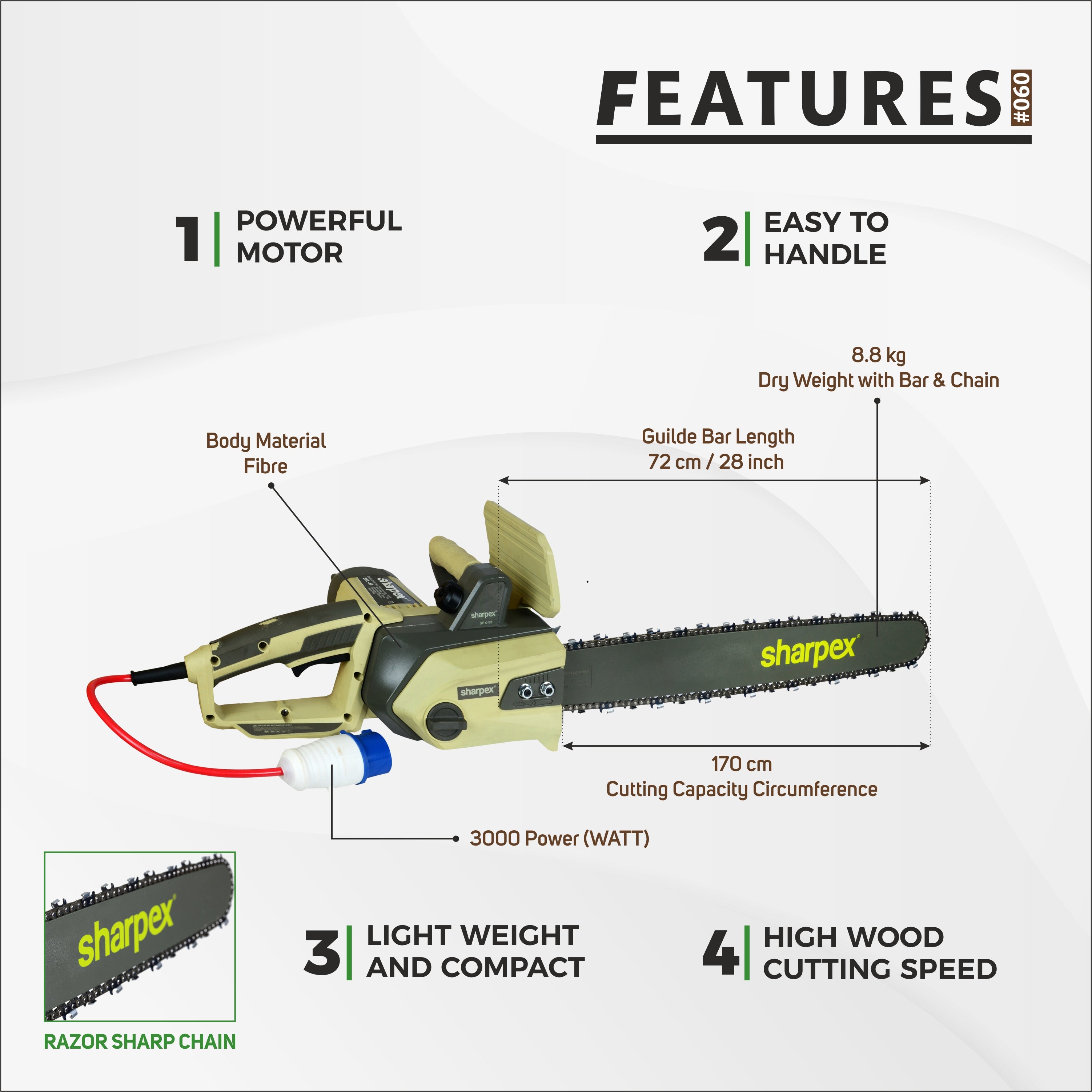 28 Inch Electric Chain Saw - SPX 60