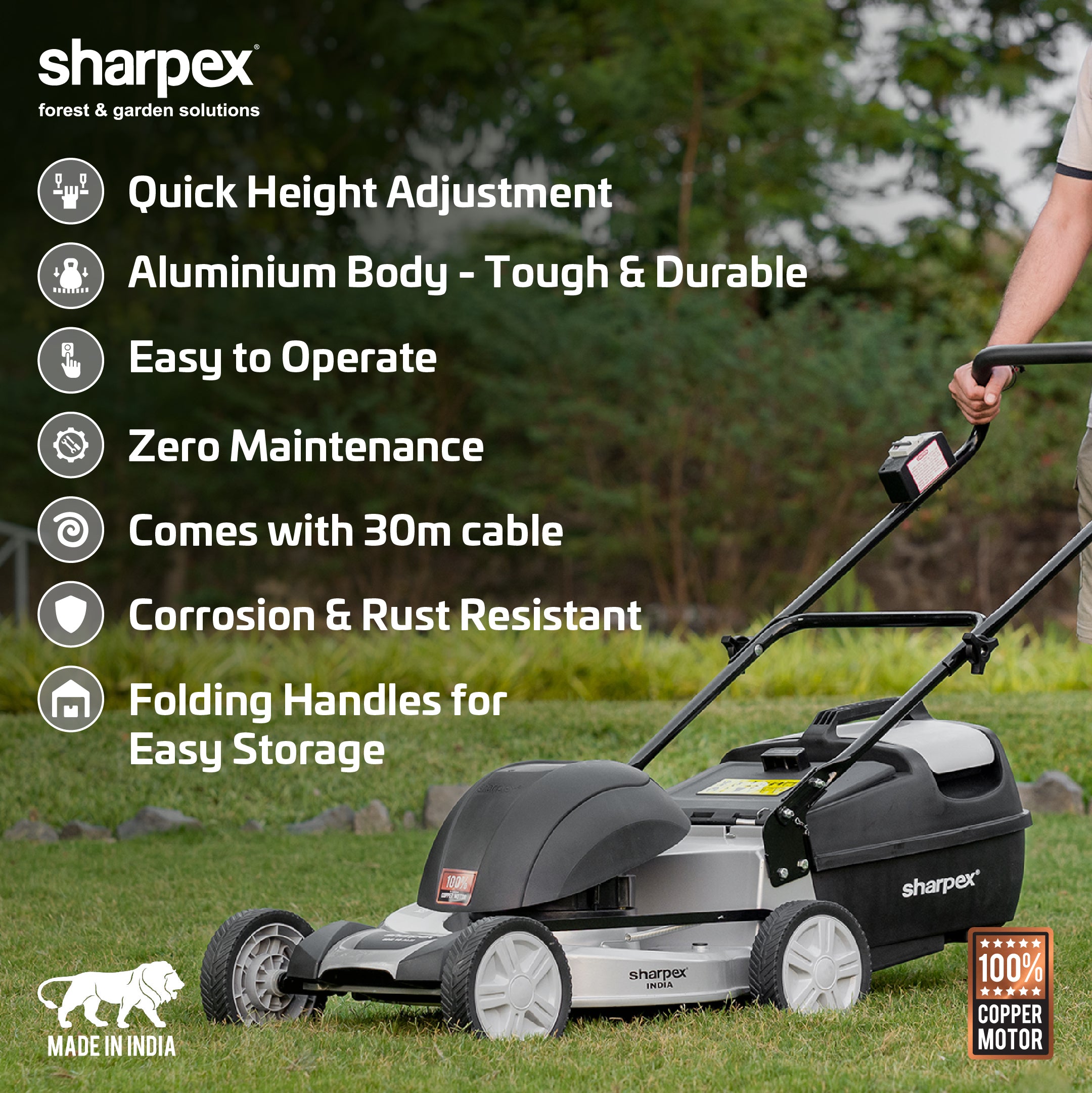 18" Aluminium Body Electric Lawn Mower (SPX.18.ALM)