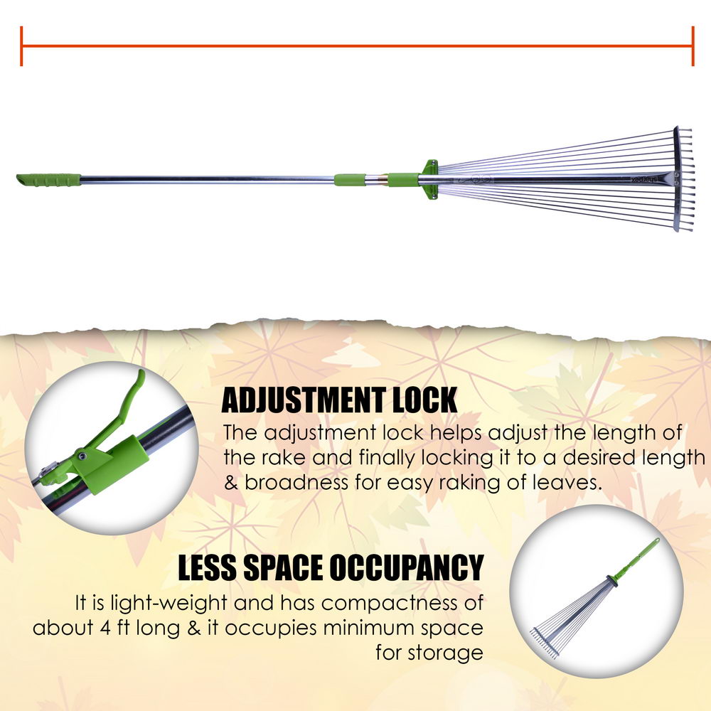 Adjustable Rake - Telescopic Handle (Green)