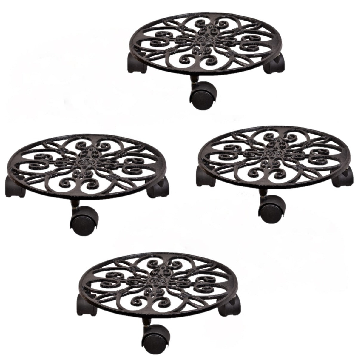 Iron Trolley - Black- Set of 4 (CO4-TRL-BL-004)