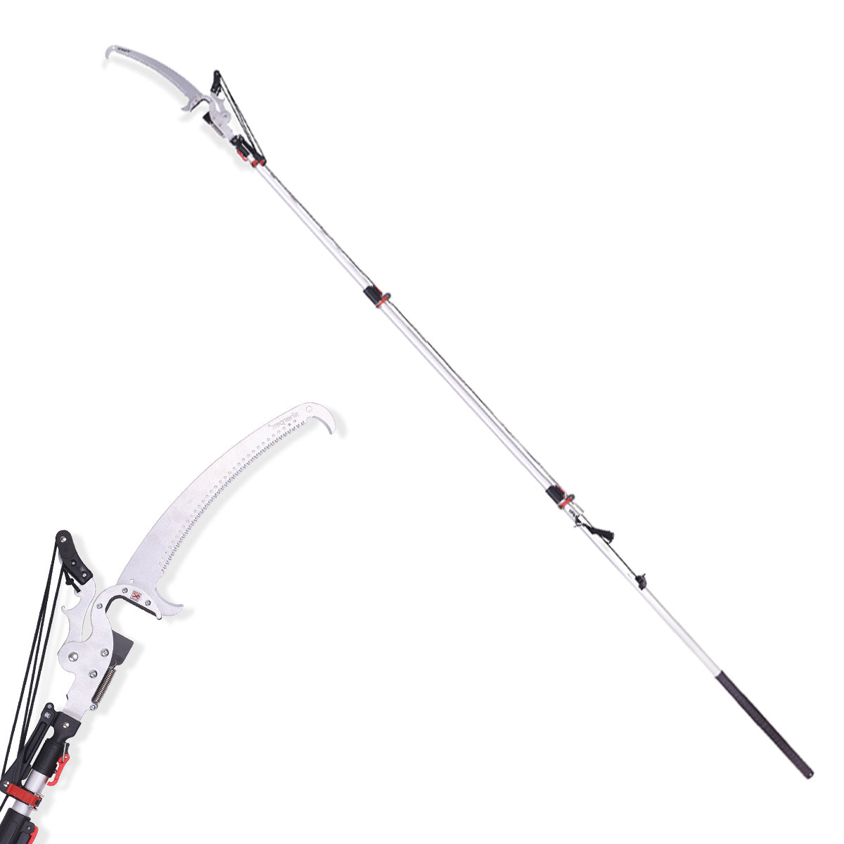 Sharpex 3 Stage Telescopic Long Cutter for Tree | 18 Feet Tree Pole Pruner Handle Adjustable (8 feet To 18 feet) Pruning Saw for Branch Long Reach Tree Trimming, and Patio Trees Branches Cutting (LC3-fba)