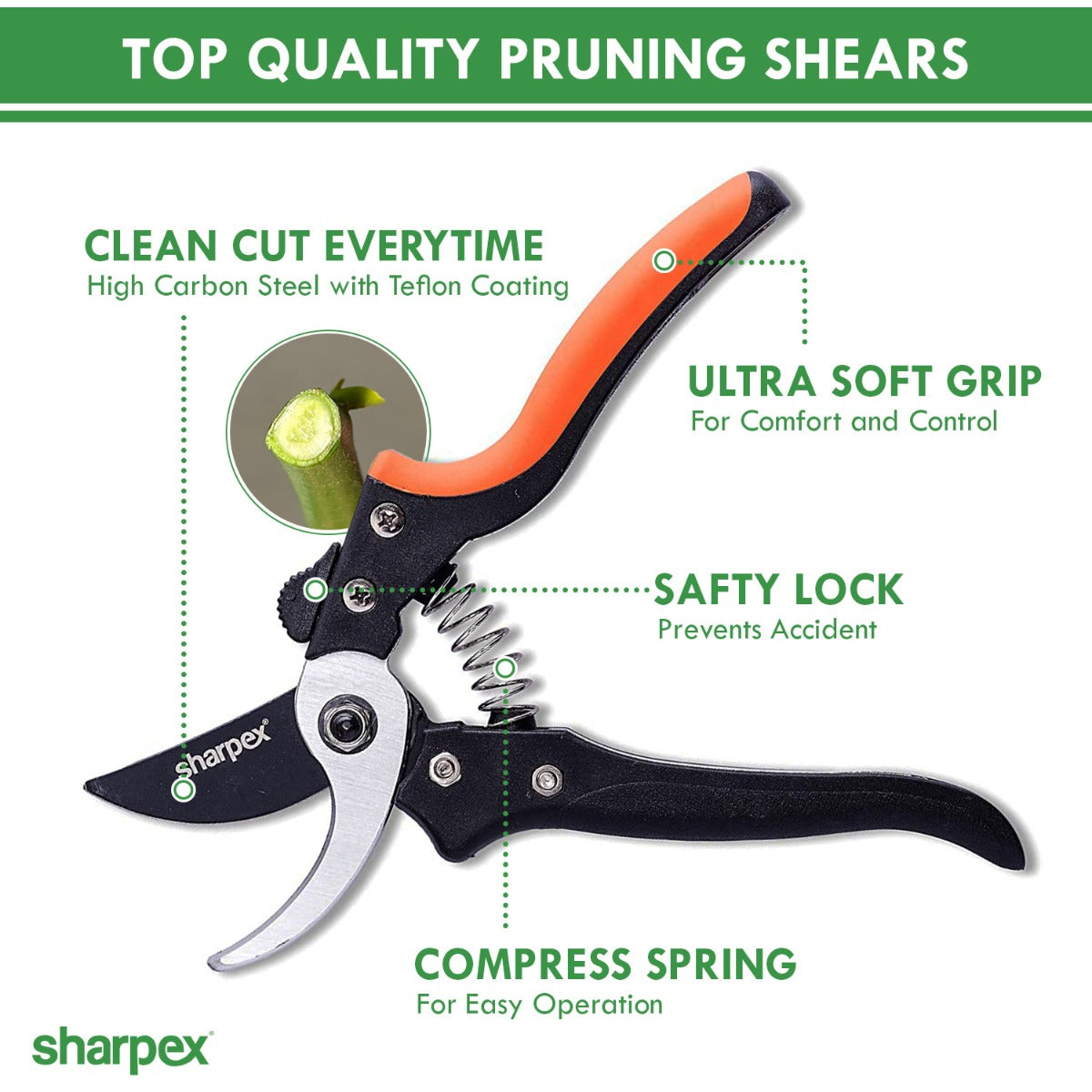 Heavy Duty 8 Inch Garden Bypass Pruning Shears