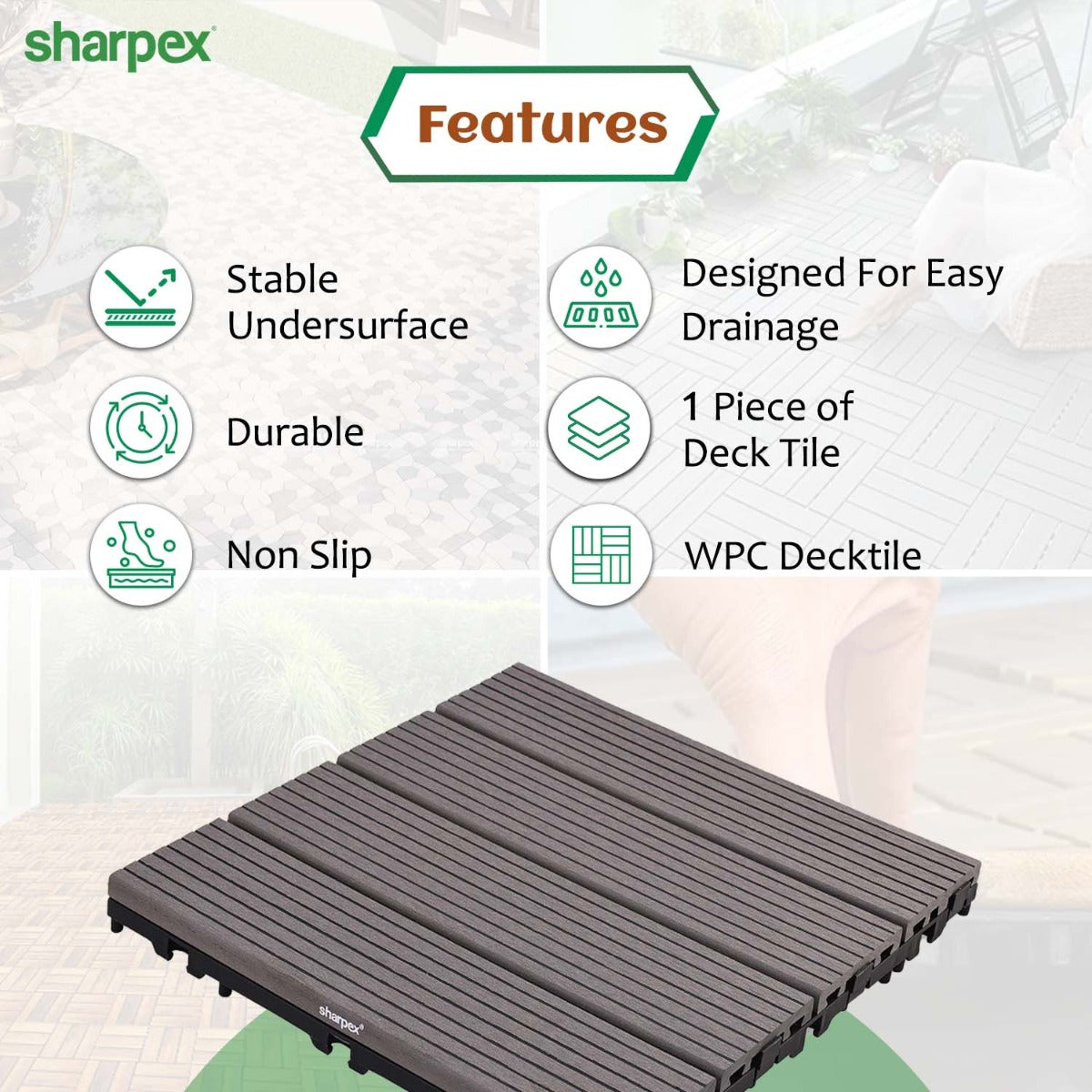 WPC Deck Tiles (TIL-GY-010)