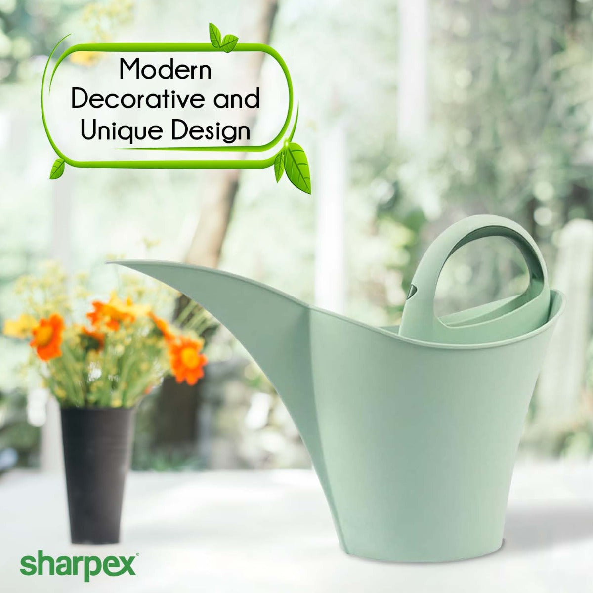 Modern & Decorative Long Tip Watering Can (2L) for Home Gardening | Green
