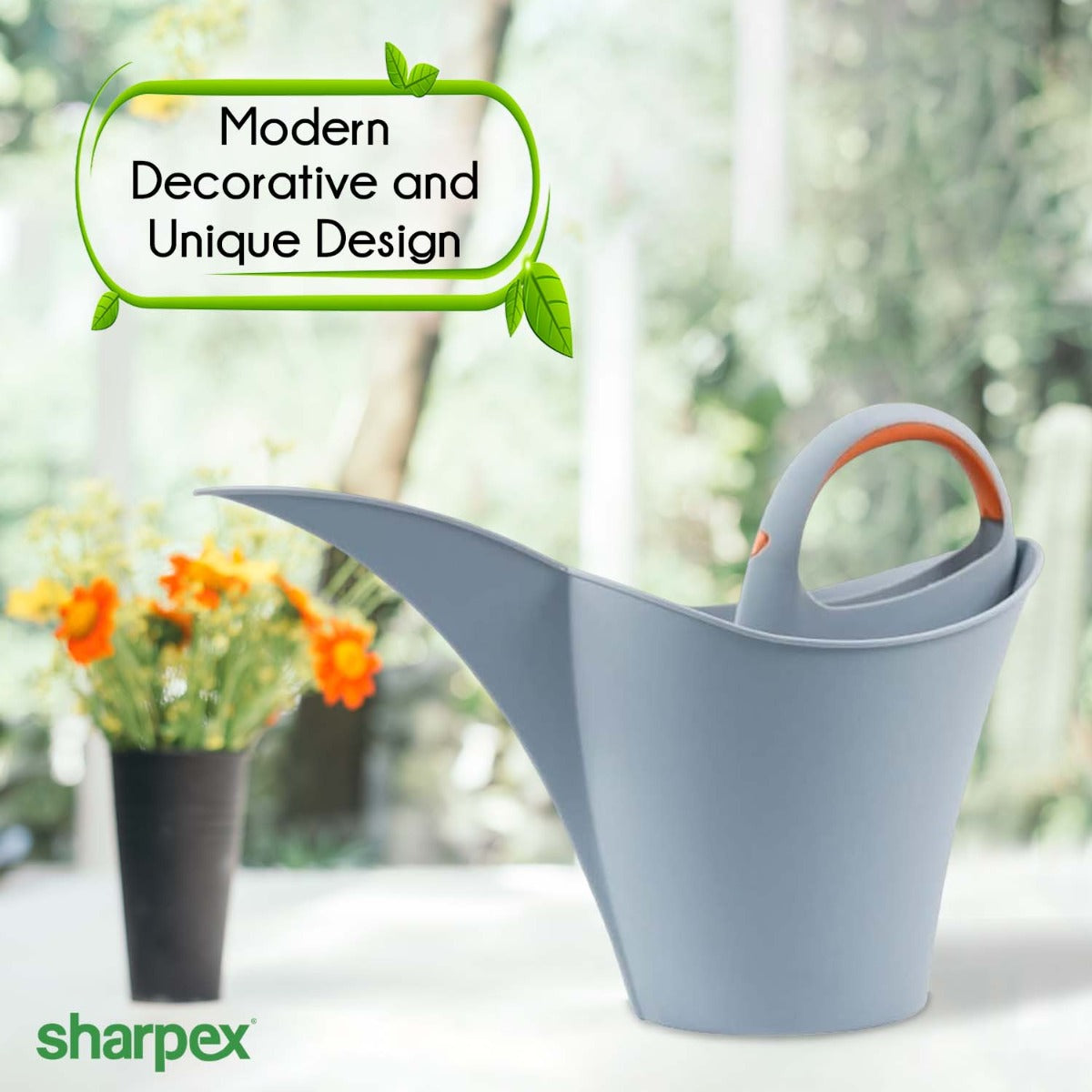 Modern & Decorative Long Tip Watering Can (2L) for Home Gardening | Grey