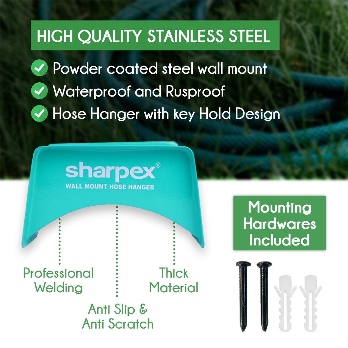 Heavy Duty Steel Portable Irrigation Watering Hose Holder Only (Ocean Green)