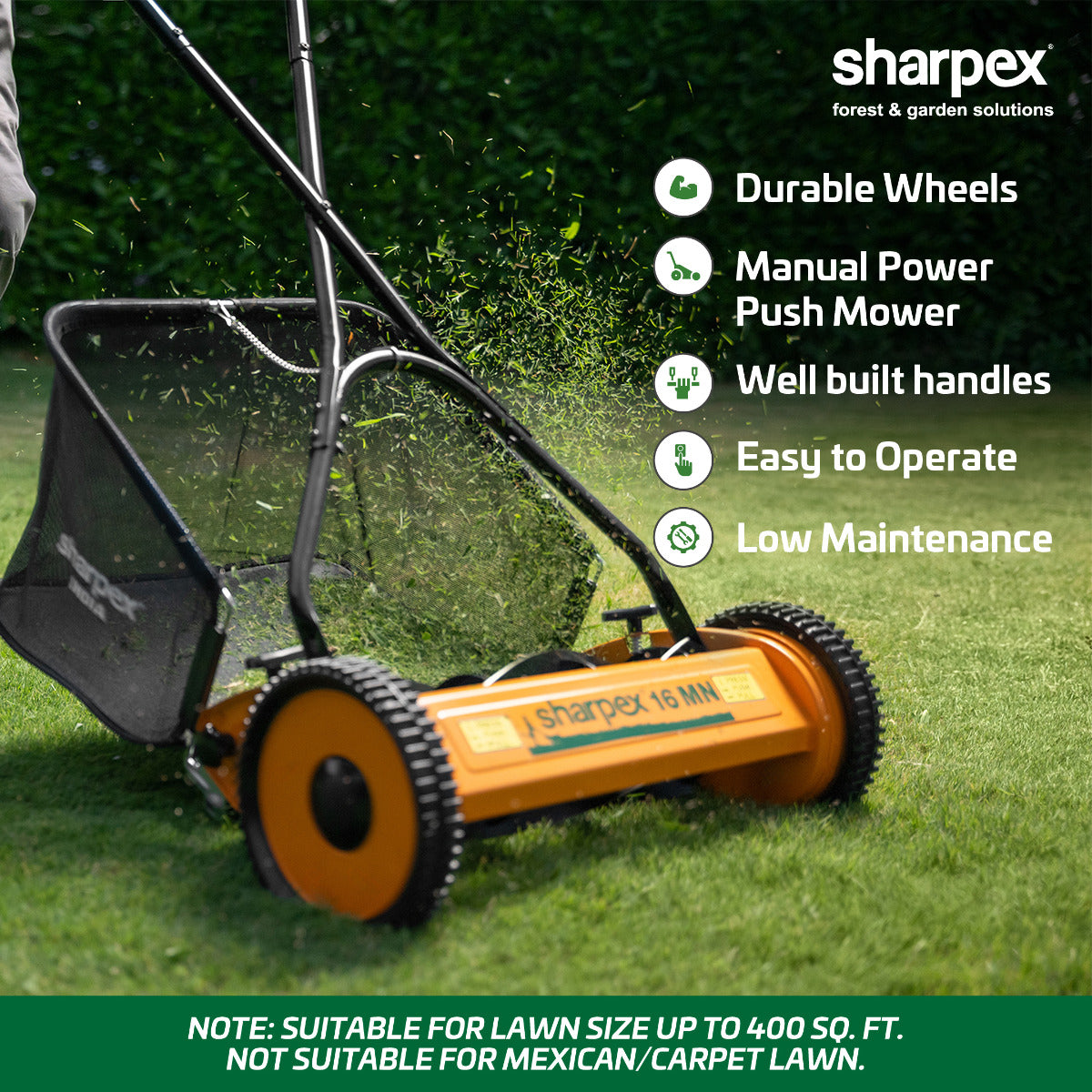 16" Manual Lawn Mower (Yellow)