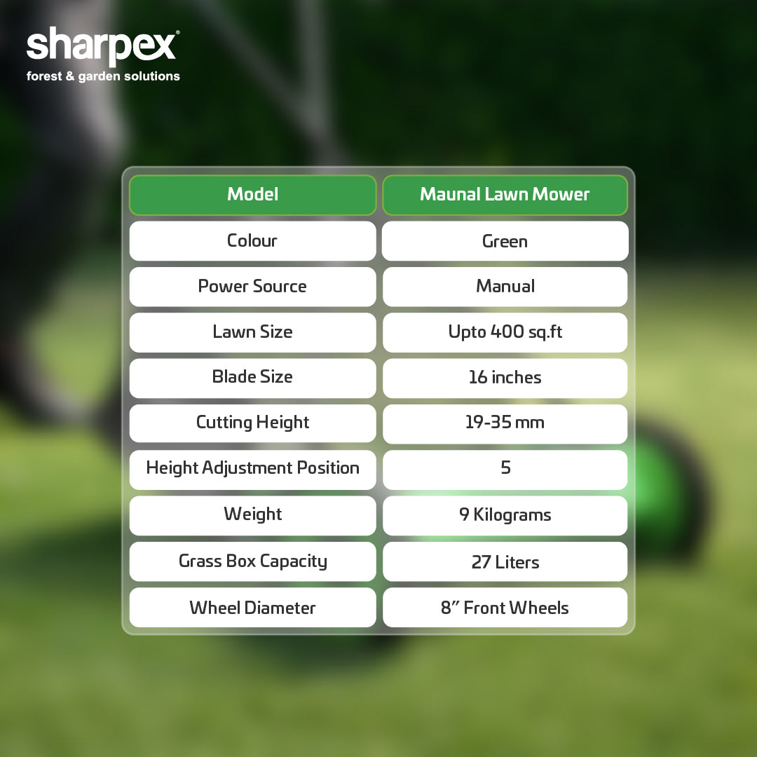 16" Manual Lawn Mower - Green