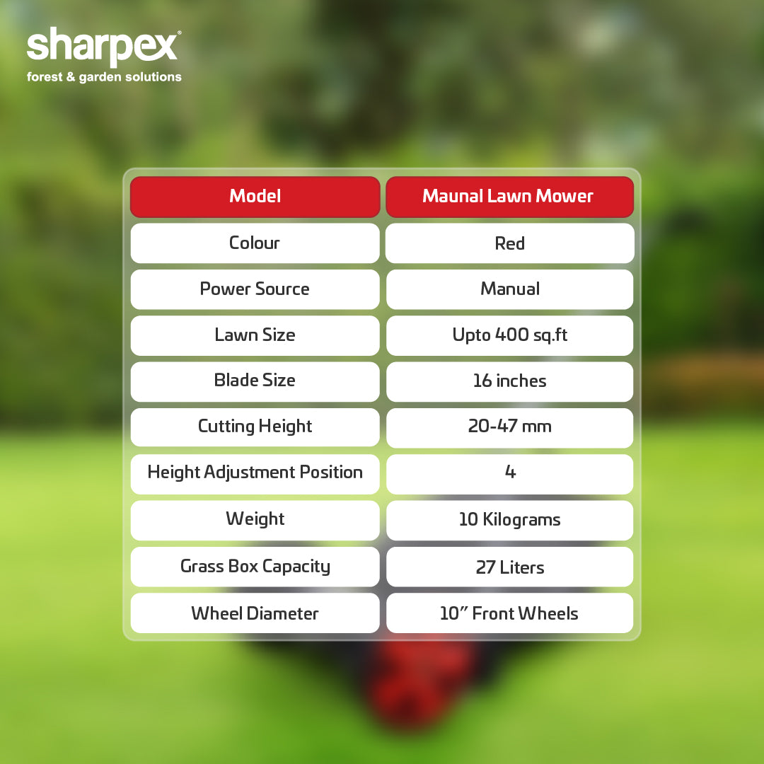 16" Manual Lawn Mower (Red)