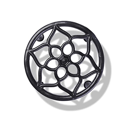 Metal Pot Stand Black Set of  1-(STN-PLS-BL-07)