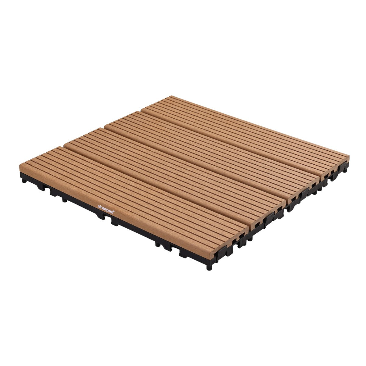 Sharpex WPC Deck Tiles with Interlocking | 1 Piece Floor Decking Water Resistant Tile for Balcony, Terrace, Garden, Poolside | Quick Flooring Solution for Indoor/Outdoor(TIL-TK-010)