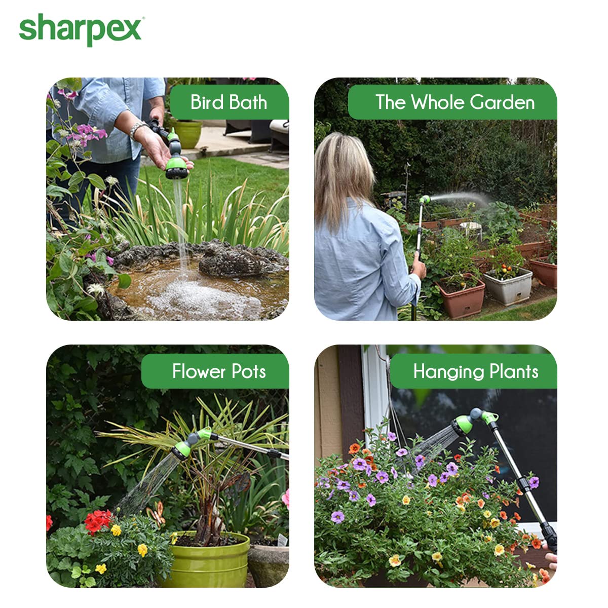 Watering Wand with ABS Plastic Nozzle Spray ,6 Adjustable Watering Patterns, Slip Resistant for Watering Plants, Lawn & Garden, Washing Cars