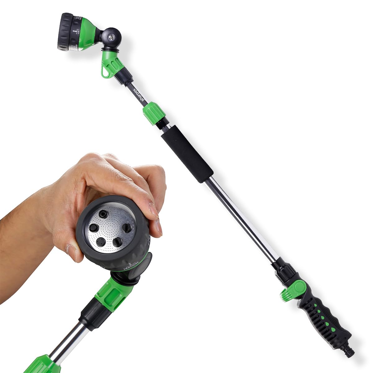 Watering Wand with ABS Plastic Nozzle Spray ,6 Adjustable Watering Patterns, Slip Resistant for Watering Plants, Lawn & Garden, Washing Cars
