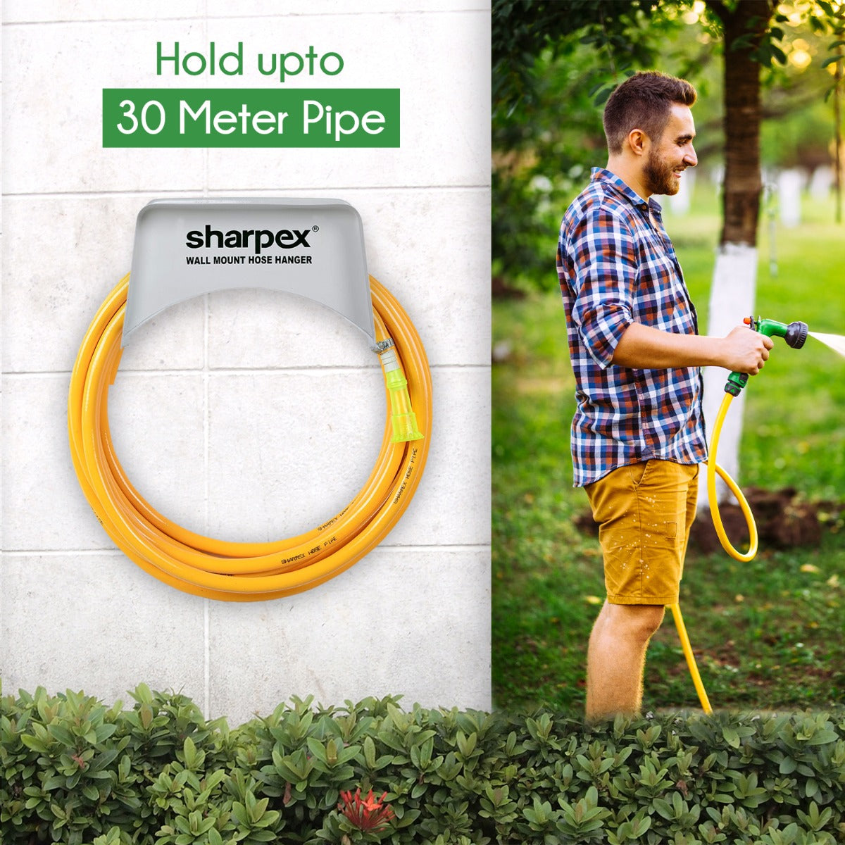 Sharpex Garden Steel Material Hose Hanger - Wall Mounted Watering Hose Holders - Heavy Duty Portable Irrigation Hose Hanger Only (Black, WMHH-fba)