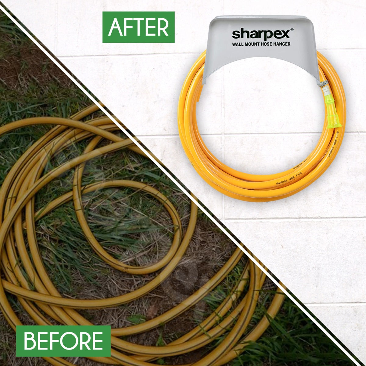 Sharpex Garden Steel Material Hose Hanger - Wall Mounted Watering Hose Holders - Heavy Duty Portable Irrigation Hose Hanger Only (Black, WMHH-fba)