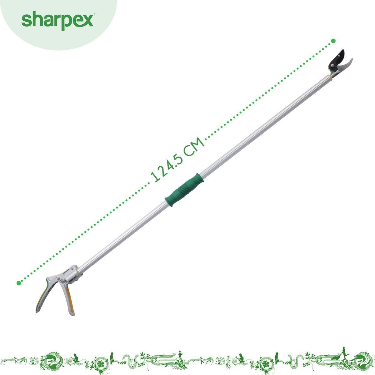 Sharpex Heavy Duty 4.4 Feet Long Reach Pruner Aluminum Telescopic Cut and Hold Pruner For Tree Branch Cutter &amp; Trimming, Cutting Leaves, Fruit Picker | Cut Up to 2 Inch &amp; Hold Easy Garden Pruning Tool