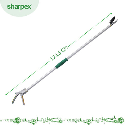 Sharpex Heavy Duty 4.4 Feet Long Reach Pruner Aluminum Telescopic Cut and Hold Pruner For Tree Branch Cutter &amp; Trimming, Cutting Leaves, Fruit Picker | Cut Up to 2 Inch &amp; Hold Easy Garden Pruning Tool