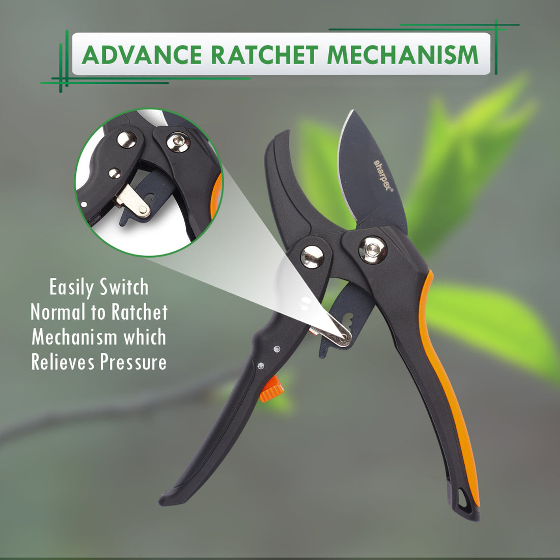 Professional Ratchet Pruning Shears – Anvil Type