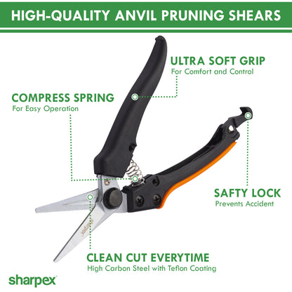 Heavy-Duty Professional Pruning Shears with Nylon Handle