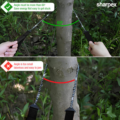 Sharpex 40&quot; Pocket Chainsaw Cutter with Grips | 3x Faster with 68Cm Long Heavy-Duty Steel Chain Folding Pull Saw | Manual Hand Saw Portable for Cutting Branches, Outdoor Survival Gear Camping Gadget