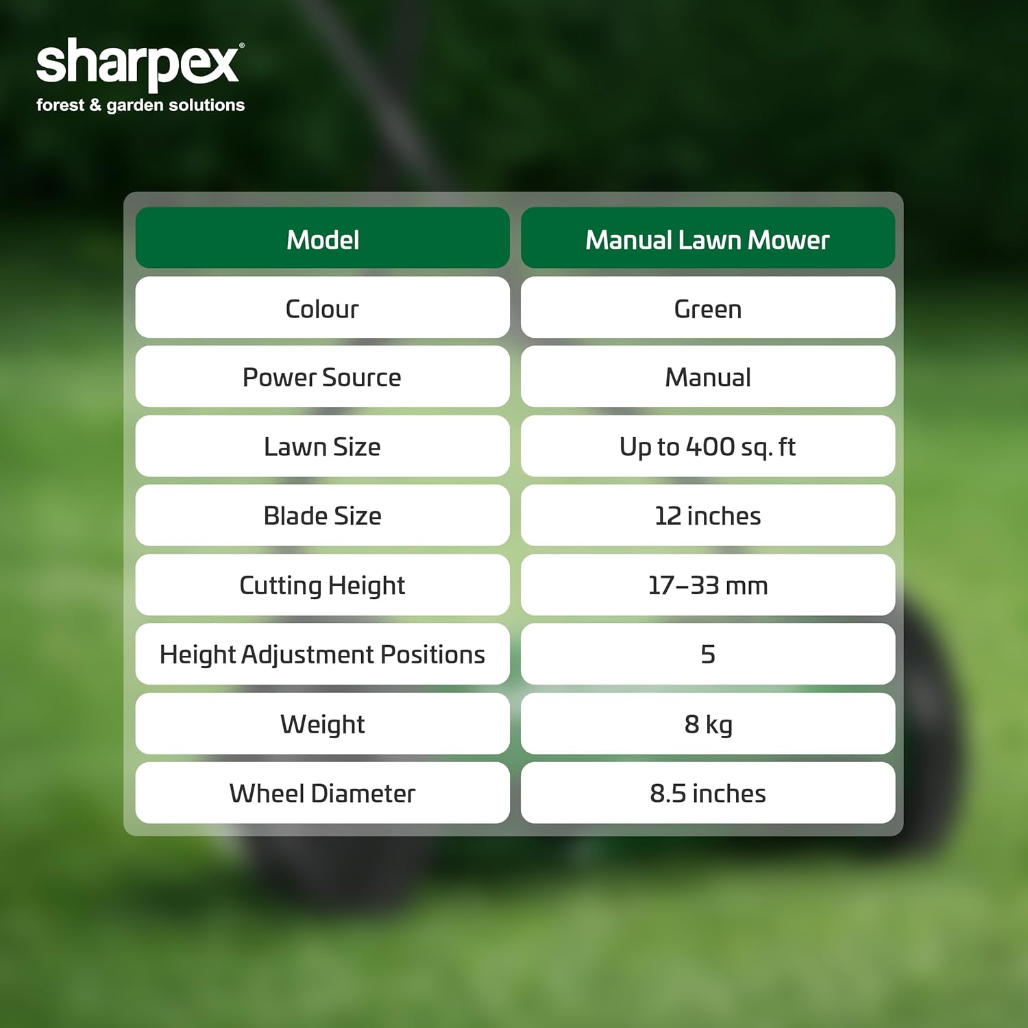 12" Manual Lawn Mower (Green)