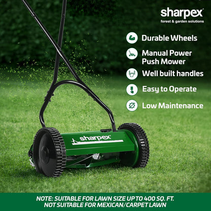 12" Manual Lawn Mower (Green)