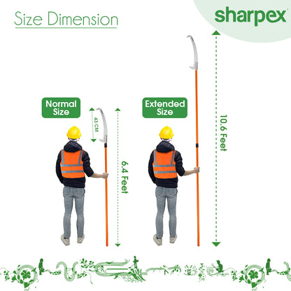 Sharpex 10 FT Pole Saw for Tree Trimming | 6 to 10 feet Long Extension Telescopic Manual Pruning Saw, Tree Branch Cutter For Long Trees, Yard Garden Patios | 43 cm Long Sharp Curved Steel Blade