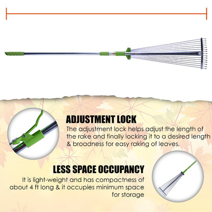 Adjustable Rake - Telescopic Handle - Pack of 2 (Green)