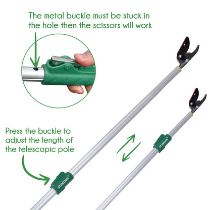 Sharpex 6 Feet Long Reach Pruner Aluminum Telescopic Cut and Hold Pruner Heavy Duty For Tree Branch Cutter &amp; Trimming, Cutting Leaves, Fruit Picker I Cut Up to 1 Inch