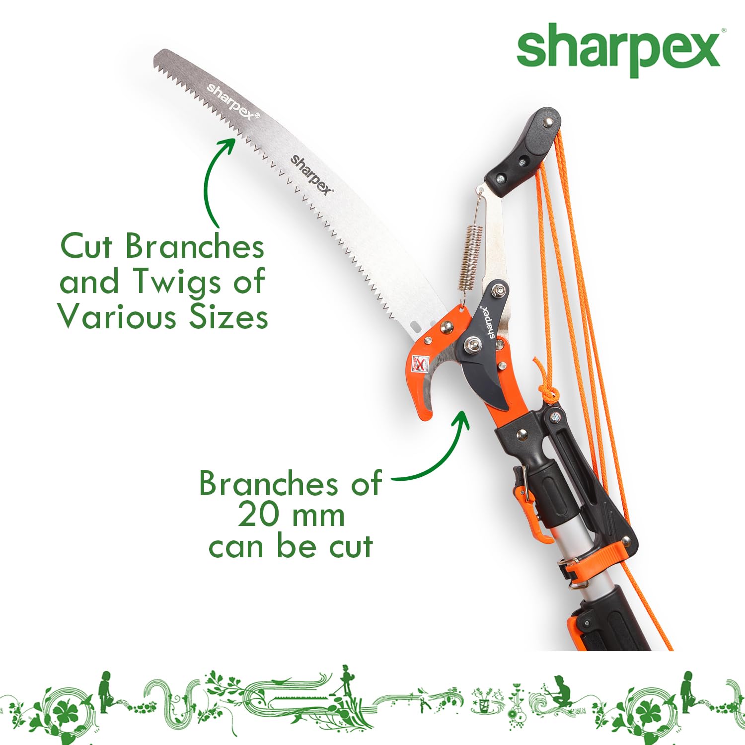 Sharpex 11 feet 3 Stage Telescopic Long Cutter for Tree Pruning