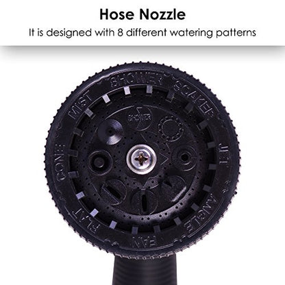 Sharpex Combo Of 8 Mode High Pressure Water Gun Nozzle Spray And 10 MT Yellow Hose Pipe For Garden Hose, Lawn, Car Washing, Bike Washer, Pets cleaning Sprinkler Water Gun - Heavy Duty 8 Mode Sprayer Nozzle For Pipe (Black and Green) (CO-HOSE-001)