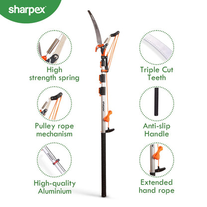 Sharpex 11 feet 3 Stage Telescopic Long Cutter for Tree Pruning
