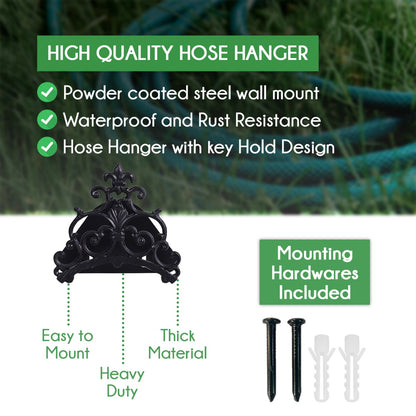 Sharpex DIY Hose Hanger for Garden Pipe | Decorative Wall Mounted Garden Pipe Holder for Hotel, Backyard, Garden, and Indoor - Outdoor | Heavy Duty Metal Portable Hose Pipe Holder Only (HOS-BL-020)