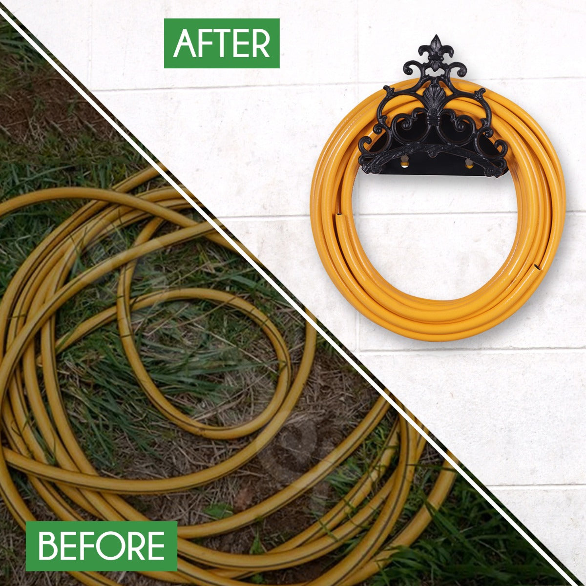 Sharpex DIY Hose Hanger for Garden Pipe | Decorative Wall Mounted Garden Pipe Holder for Hotel, Backyard, Garden, and Indoor - Outdoor | Heavy Duty Metal Portable Hose Pipe Holder Only (HOS-BL-020)