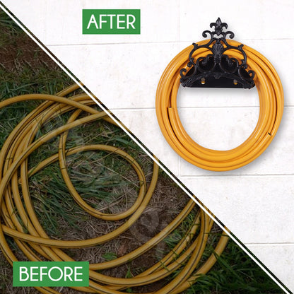 Sharpex DIY Hose Hanger for Garden Pipe | Decorative Wall Mounted Garden Pipe Holder for Hotel, Backyard, Garden, and Indoor - Outdoor | Heavy Duty Metal Portable Hose Pipe Holder Only (HOS-BL-020)