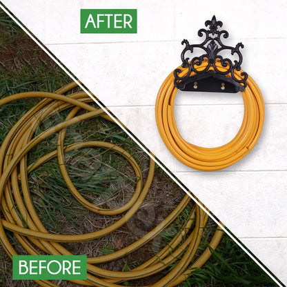 Sharpex DIY Hose Hanger for Garden Pipe | Decorative Wall Mounted Garden Pipe Holder for Hotel, Backyard, Garden, and Indoor - Outdoor | Heavy Duty Metal Portable Hose Pipe Holder Only (HOS-BL-021)